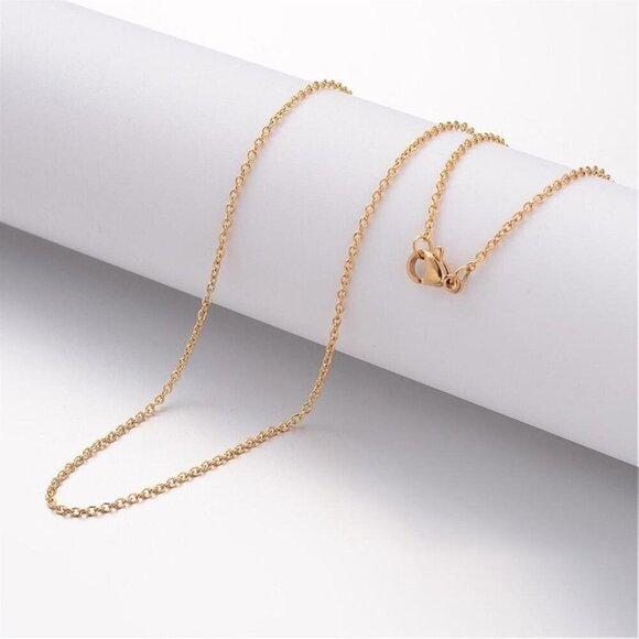 Gold Plated Surgical Stainless Steel Necklace 1.5mm Cable Chain Links 20" Long - Picture 1 of 2